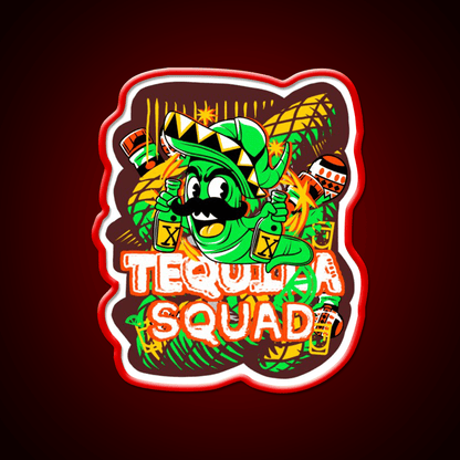 Tequila Party Squad Cool Tequila Worm Party Drink Tequila Led Neon Sign Rgb Color - Shineneon