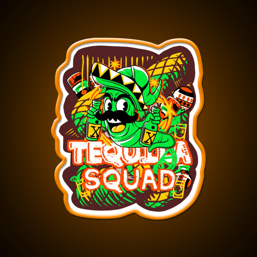 Tequila Party Squad Cool Tequila Worm Party Drink Tequila Led Neon Sign Rgb Color - Shineneon