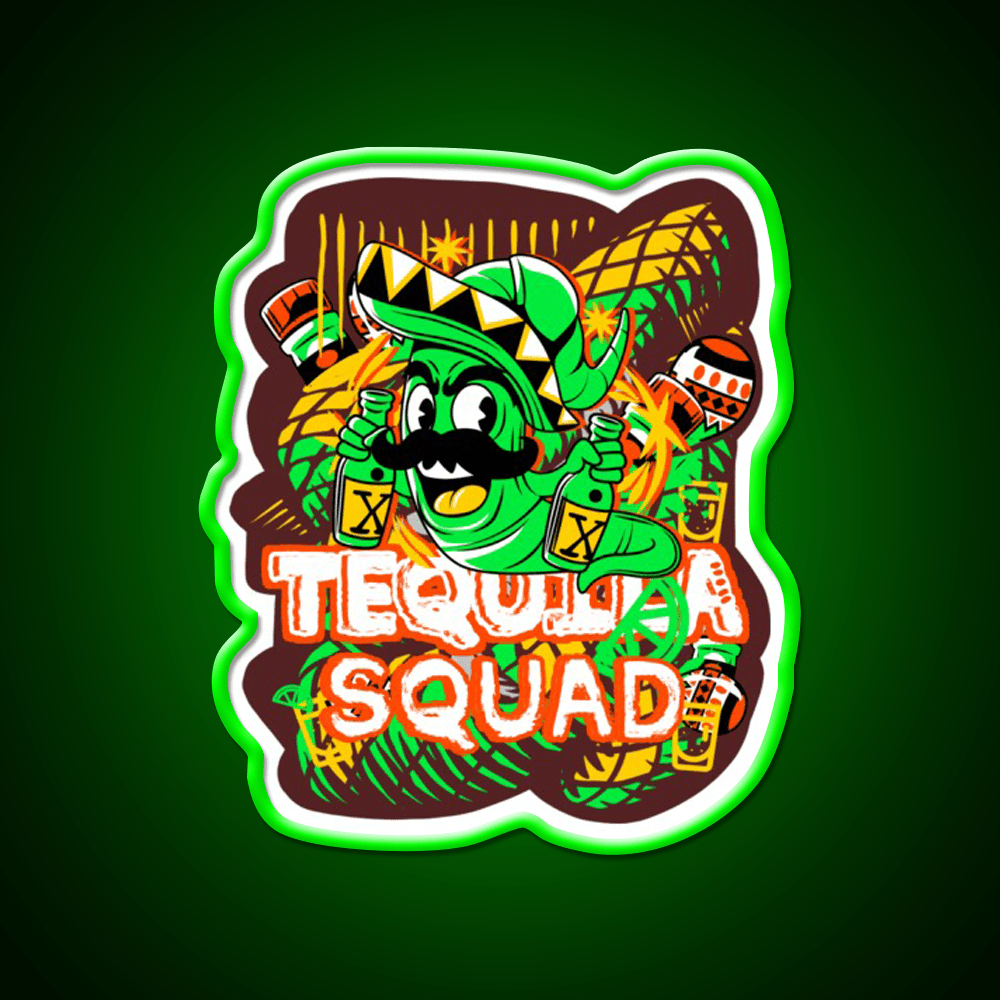 Tequila Party Squad Cool Tequila Worm Party Drink Tequila Led Neon Sign Rgb Color - Shineneon