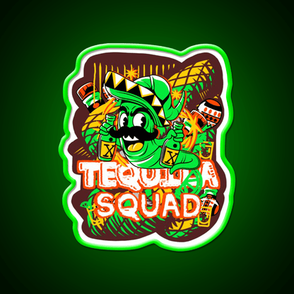 Tequila Party Squad Cool Tequila Worm Party Drink Tequila Led Neon Sign Rgb Color - Shineneon