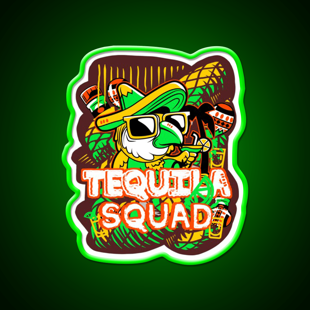 Tequila Party Squad Cooler Mexican League Party Drink Tequila Led Neon Sign Rgb Color - Shineneon