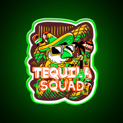 Tequila Party Squad Cooler Mexican League Party Drink Tequila Led Neon Sign Rgb Color - Shineneon