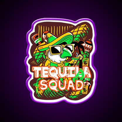 Tequila Party Squad Cooler Mexican League Party Drink Tequila Led Neon Sign Rgb Color - Shineneon