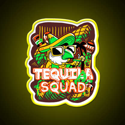 Tequila Party Squad Cooler Mexican League Party Drink Tequila Led Neon Sign Rgb Color - Shineneon