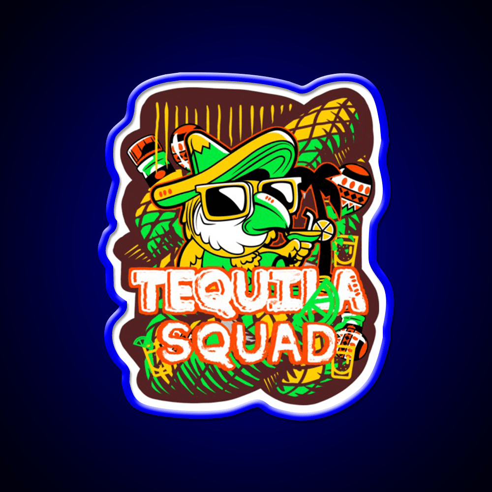 Tequila Party Squad Cooler Mexican League Party Drink Tequila Led Neon Sign Rgb Color - Shineneon