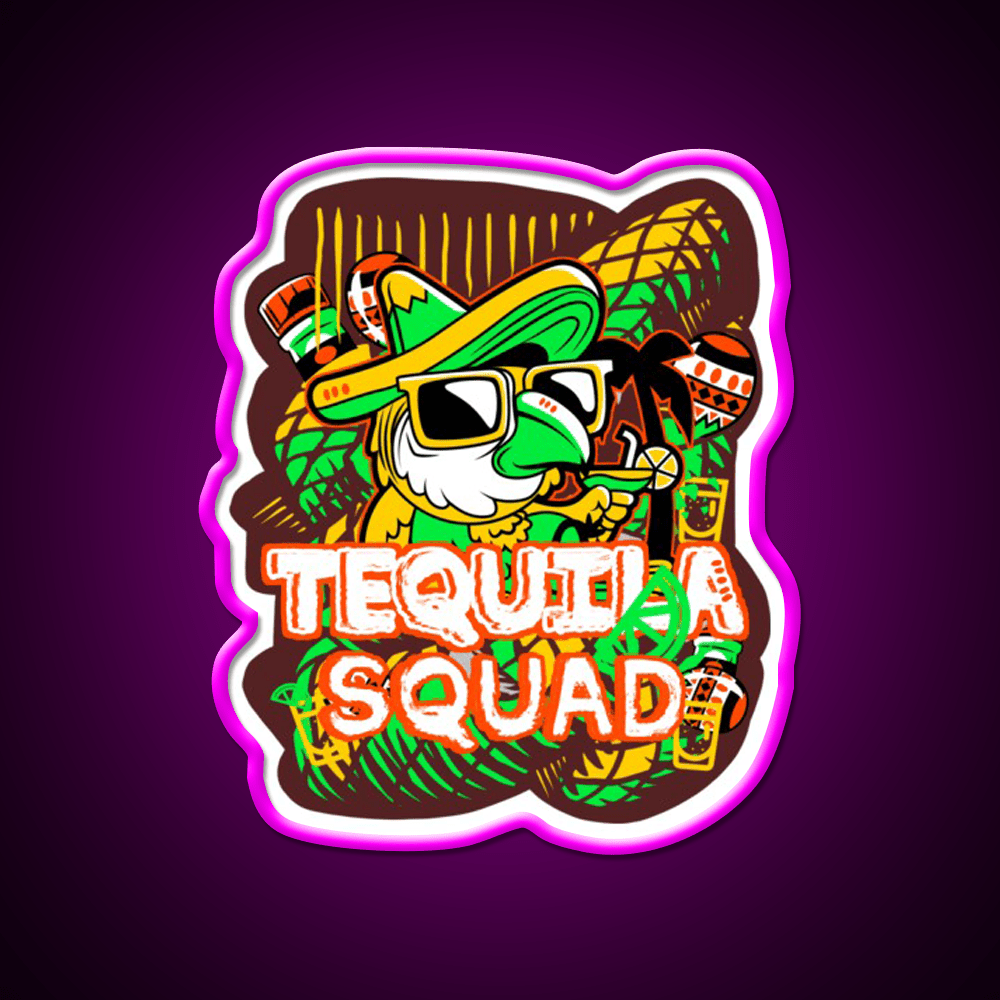 Tequila Party Squad Cooler Mexican League Party Drink Tequila Led Neon Sign Rgb Color - Shineneon