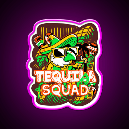 Tequila Party Squad Cooler Mexican League Party Drink Tequila Led Neon Sign Rgb Color - Shineneon