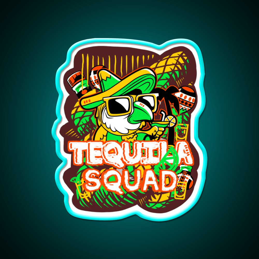 Tequila Party Squad Cooler Mexican League Party Drink Tequila Led Neon Sign Rgb Color - Shineneon