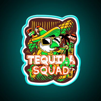 Tequila Party Squad Cooler Mexican League Party Drink Tequila Led Neon Sign Rgb Color - Shineneon