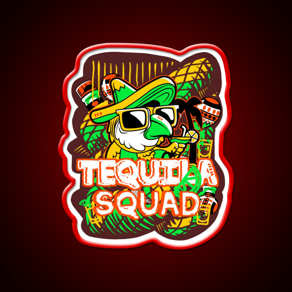 Tequila Party Squad Cooler Mexican League Party Drink Tequila Led Neon Sign Rgb Color - Shineneon
