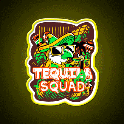Tequila Party Squad Cooler Mexican League Party Drink Tequila Led Neon Sign Rgb Color - Custom LED neon sign front view