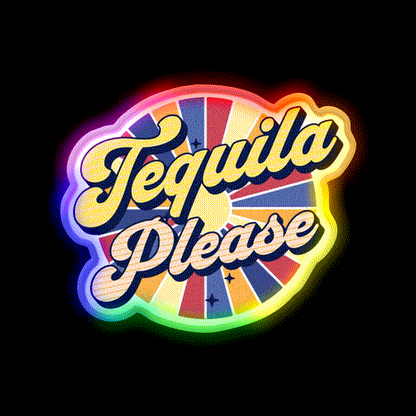Tequila Please Colorful Text Party Drink Tequila Led Neon Sign Rgb Color - LED neon sign close-up detail