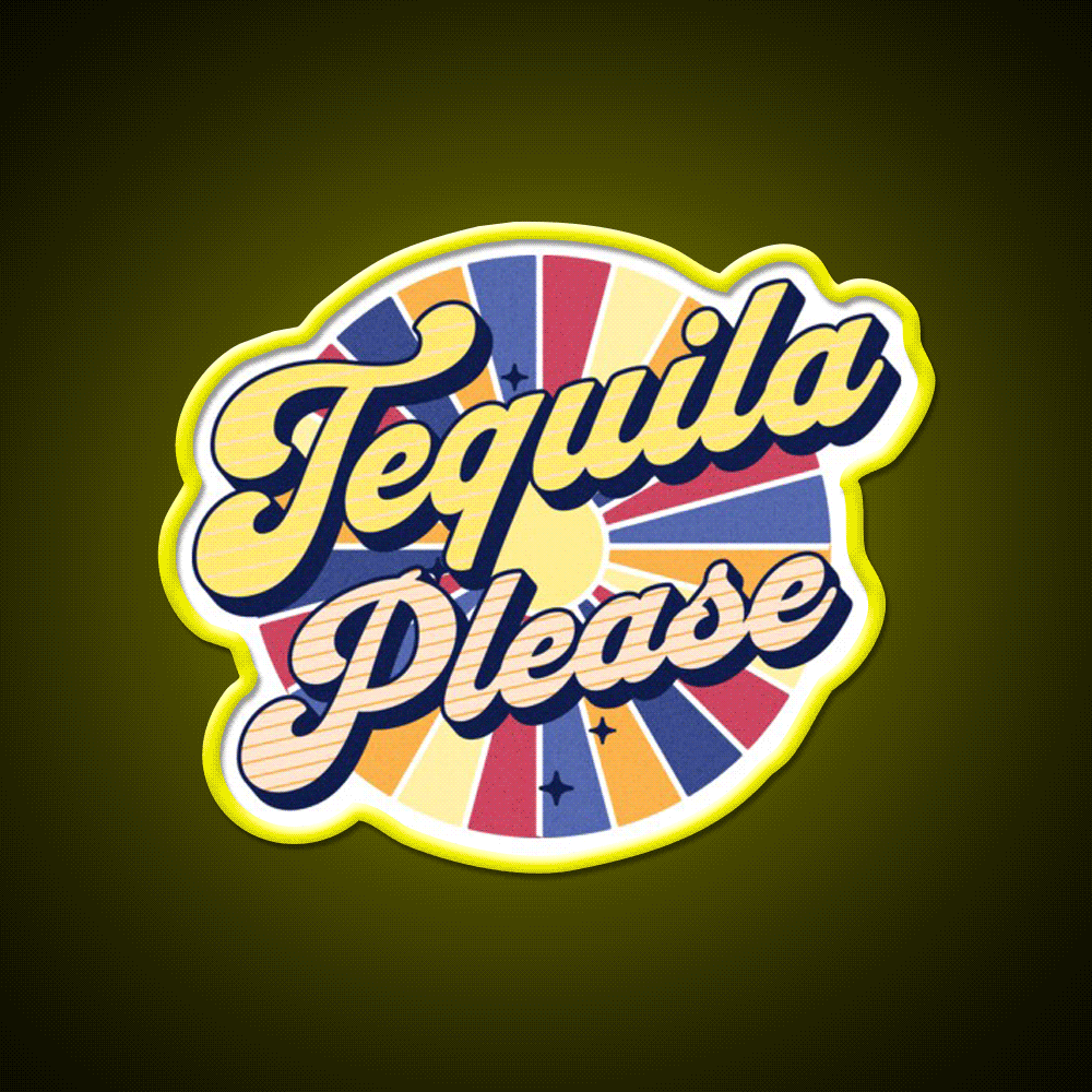 Tequila Please Colorful Text Party Drink Tequila Led Neon Sign Rgb Color - Custom LED neon sign front view