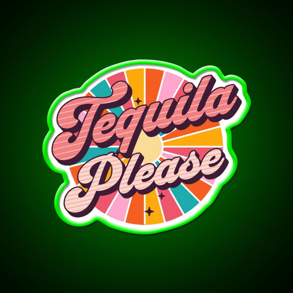 Tequila Please Drinking Text Based Party Drink Tequila Led Neon Sign Rgb Color - Shineneon