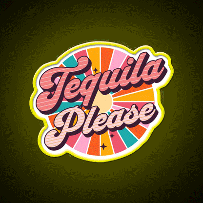 Tequila Please Drinking Text Based Party Drink Tequila Led Neon Sign Rgb Color - Custom LED neon sign front view