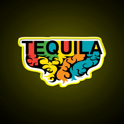 Tequila Rules Party Drink Tequila Led Neon Sign Rgb Color - Custom LED neon sign front view