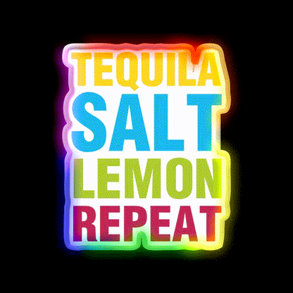 Tequila Salt Lemon Repeat Party Drink Tequila Led Neon Sign Rgb Color - LED neon sign close-up detail