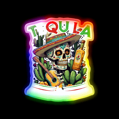 Tequila Saying Cinco De Mayo Party Drink Tequila Led Neon Sign Wall Art Rgb Color - LED neon sign close-up detail