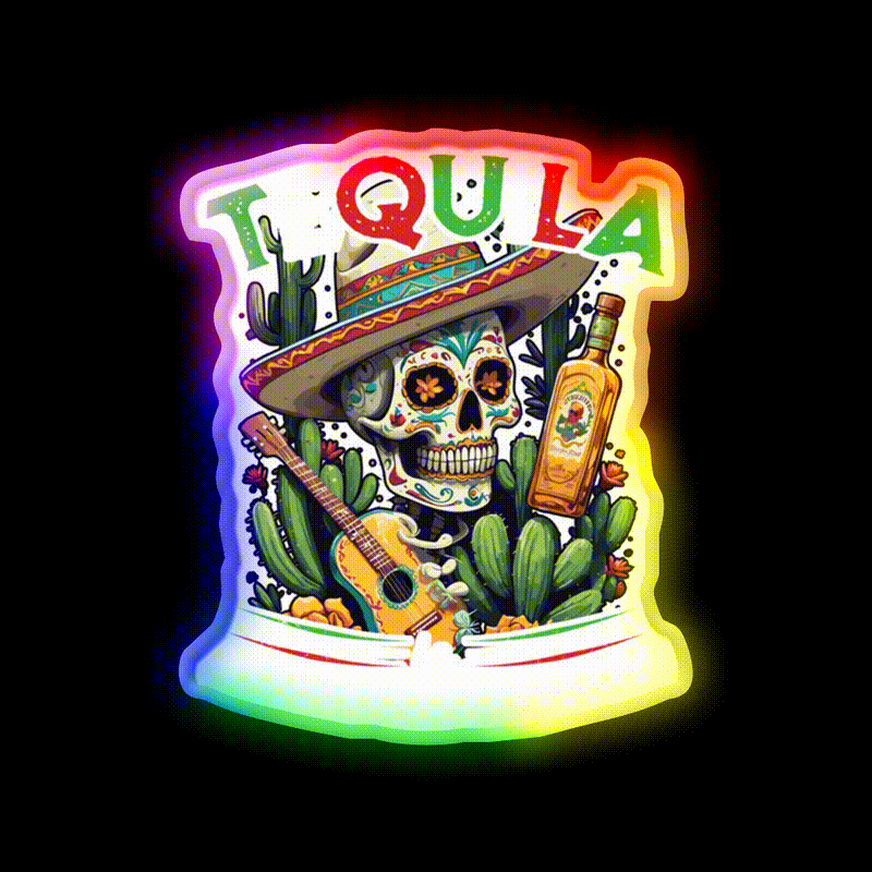 Tequila Saying Cinco De Mayo Party Drink Tequila Led Neon Sign Wall Art Rgb Color - LED neon sign close-up detail