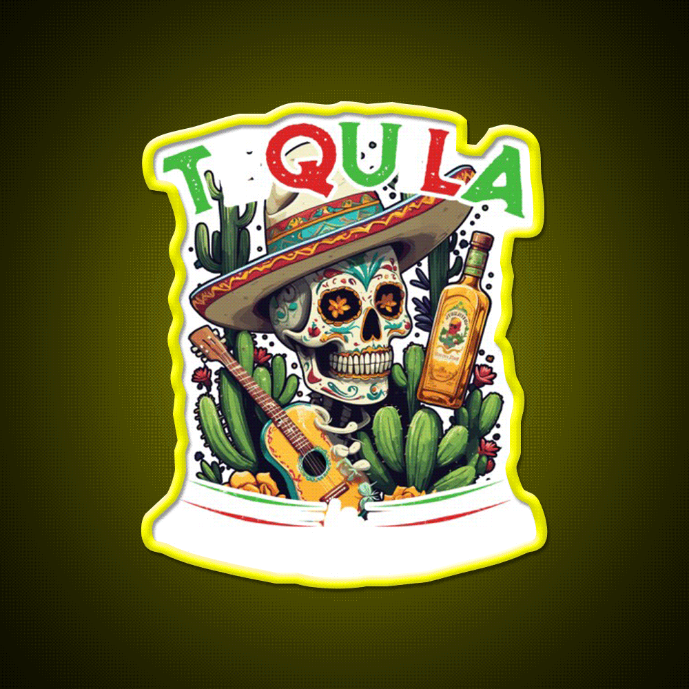 Tequila Saying Cinco De Mayo Party Drink Tequila Led Neon Sign Wall Art Rgb Color - Custom LED neon sign front view