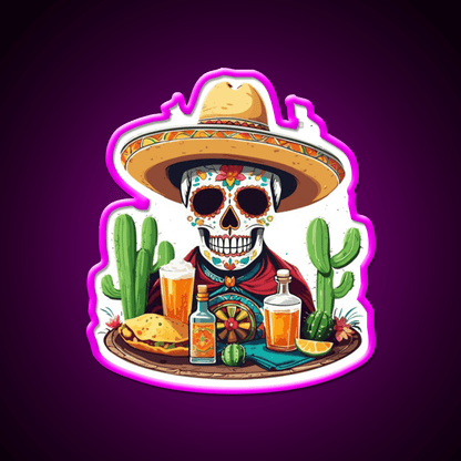 Tequila Skull Mexico Celebration Party Drink Tequila Led Neon Sign Rgb Color - Shineneon
