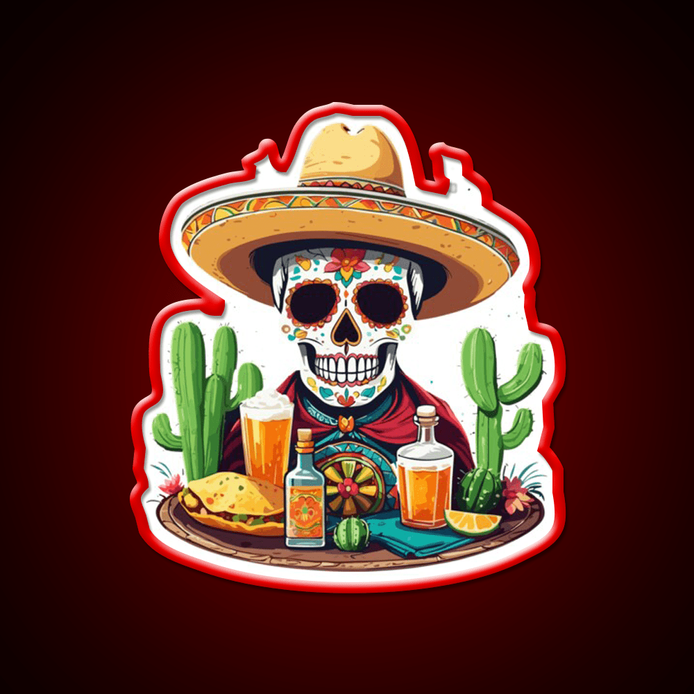Tequila Skull Mexico Celebration Party Drink Tequila Led Neon Sign Rgb Color - Shineneon