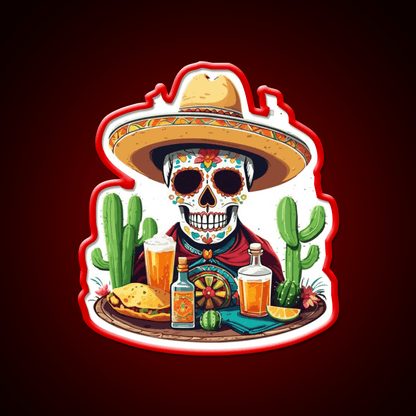 Tequila Skull Mexico Celebration Party Drink Tequila Led Neon Sign Rgb Color - Shineneon