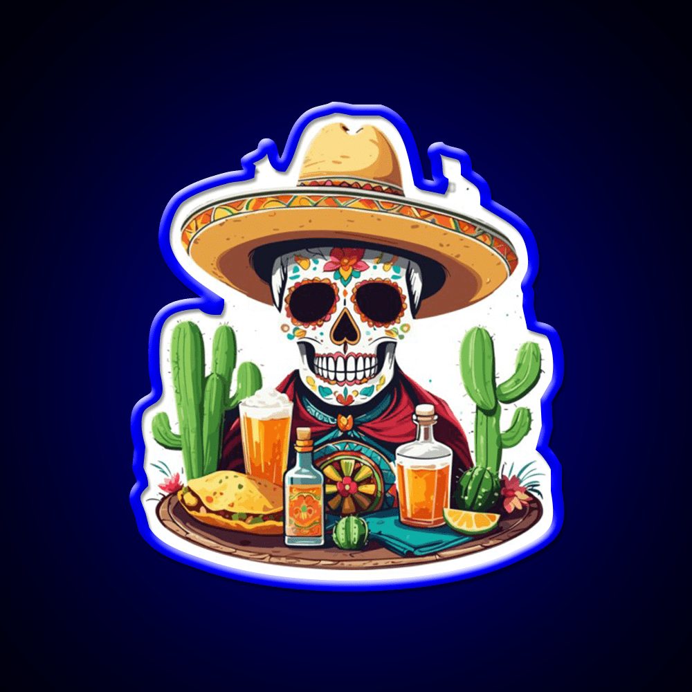 Tequila Skull Mexico Celebration Party Drink Tequila Led Neon Sign Rgb Color - Shineneon