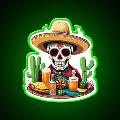 Tequila Skull Mexico Celebration Party Drink Tequila Led Neon Sign Rgb Color - Shineneon