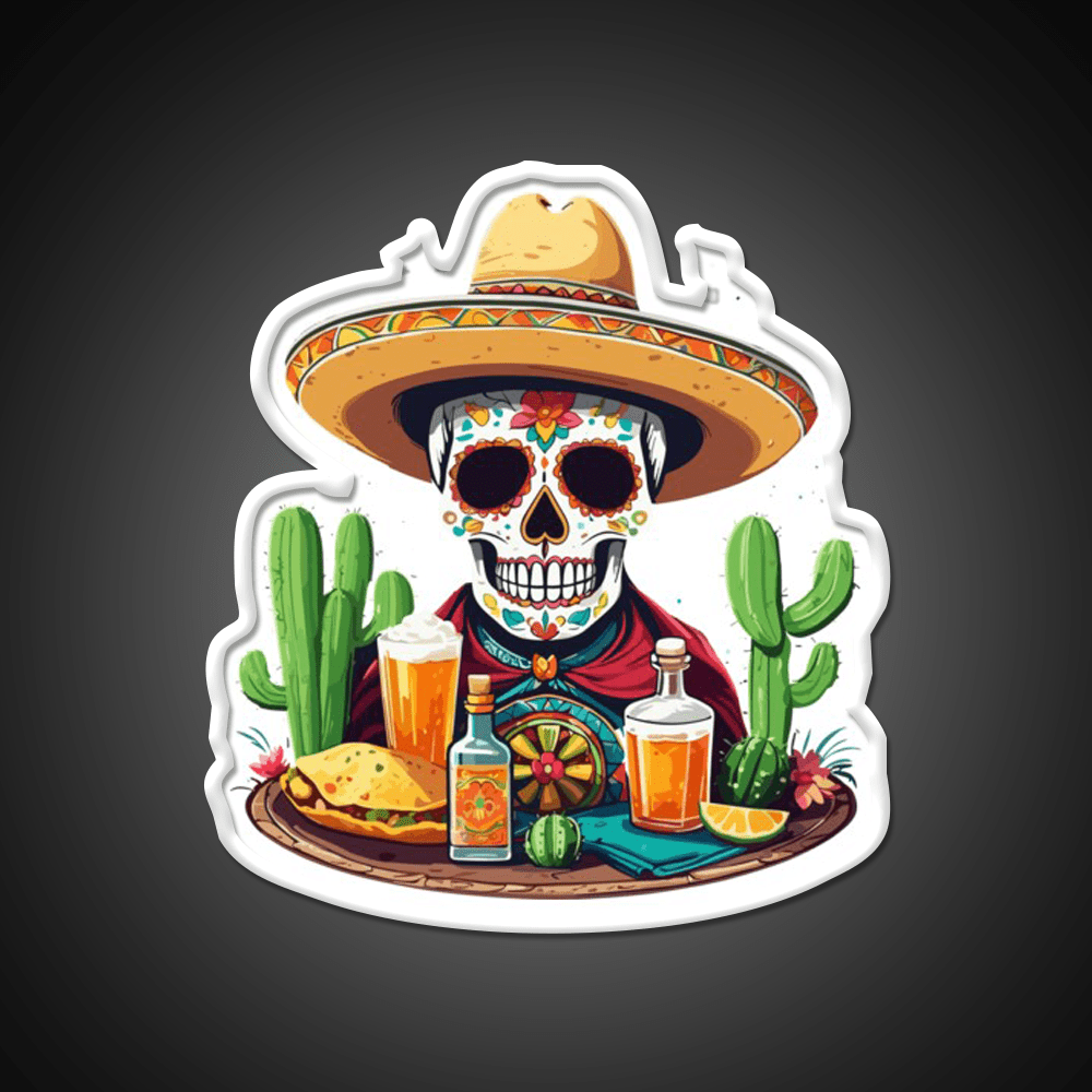 Tequila Skull Mexico Celebration Party Drink Tequila Led Neon Sign Rgb Color - Shineneon