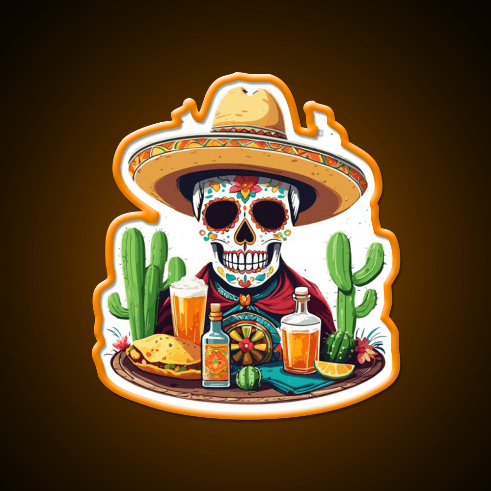 Tequila Skull Mexico Celebration Party Drink Tequila Led Neon Sign Rgb Color - Shineneon
