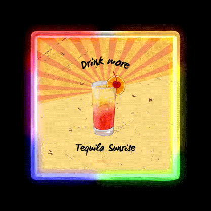 Tequila Sunrise Cocktail Graphics Party Drink Tequila Led Neon Sign Rgb Color - LED neon sign close-up detail