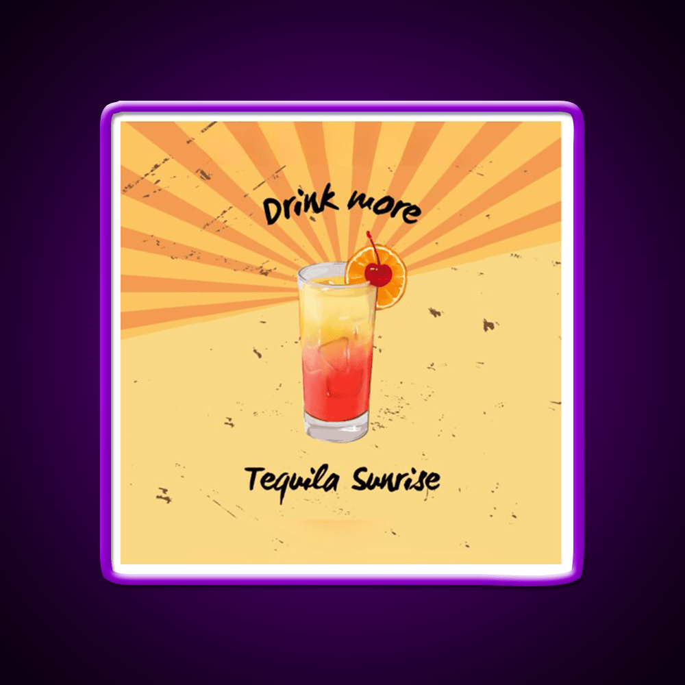 Tequila Sunrise Cocktail Graphics Party Drink Tequila Led Neon Sign Rgb Color - Shineneon