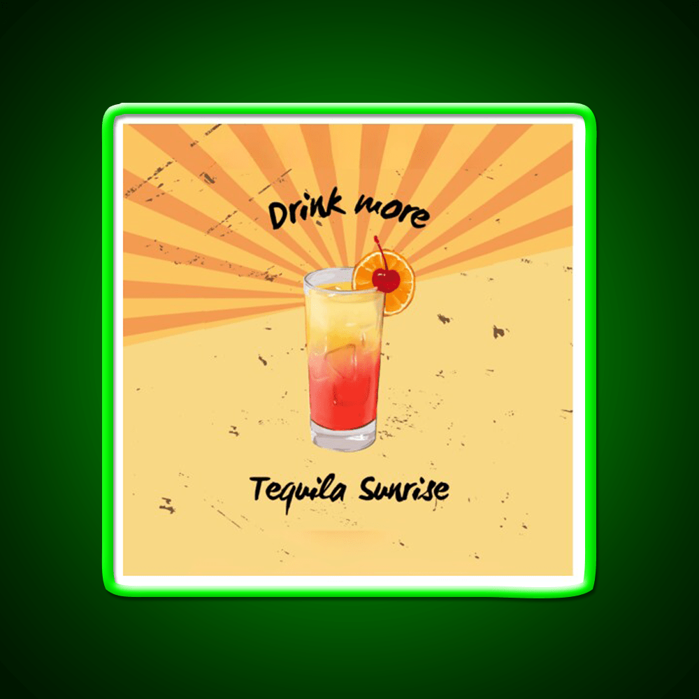 Tequila Sunrise Cocktail Graphics Party Drink Tequila Led Neon Sign Rgb Color - Shineneon