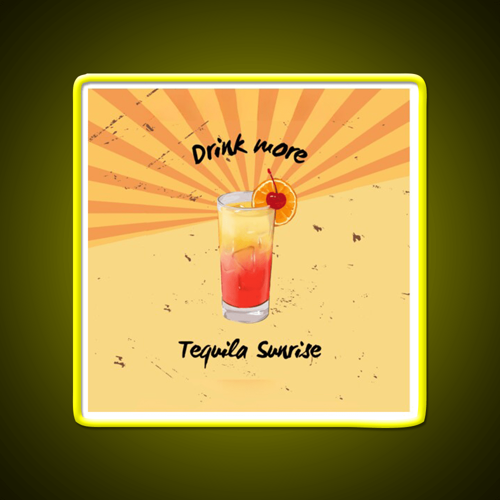 Tequila Sunrise Cocktail Graphics Party Drink Tequila Led Neon Sign Rgb Color - Shineneon