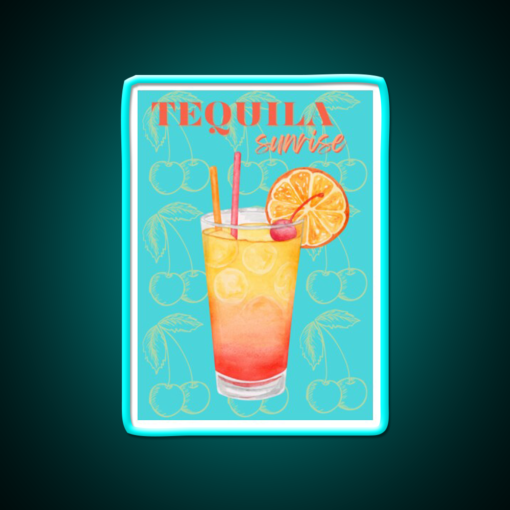 Tequila Sunrise Party Drink Tequila Led Neon Sign Bar Wall Light Rgb Color