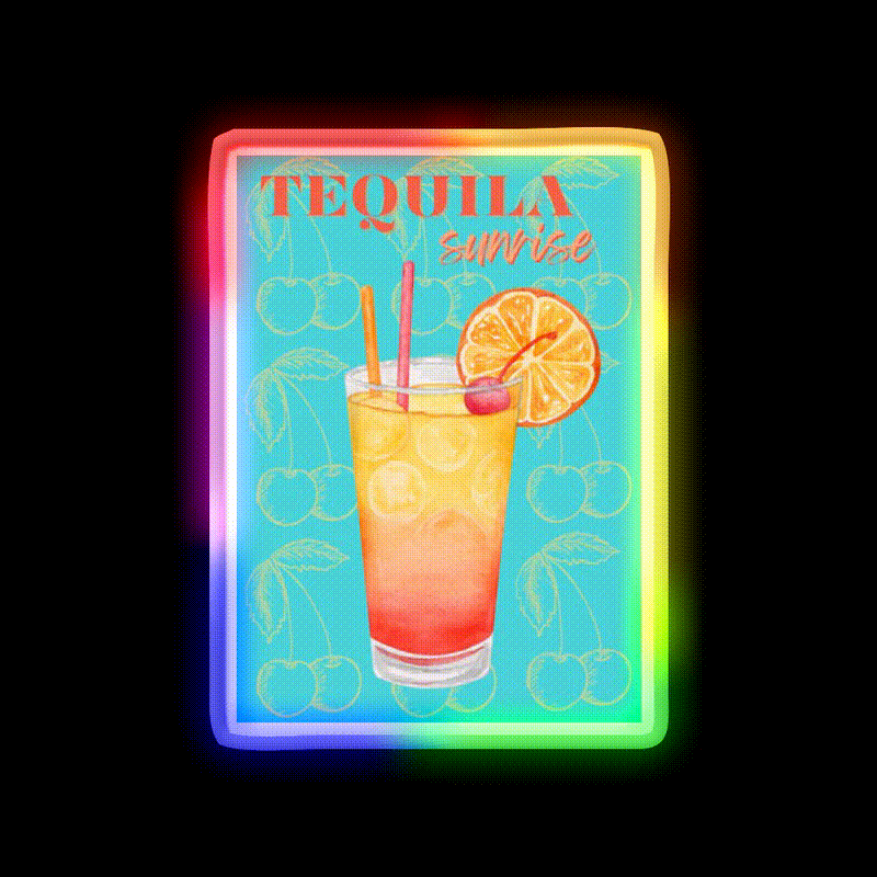 Tequila Sunrise Party Drink Tequila Led Neon Sign Bar Wall Light Rgb Color