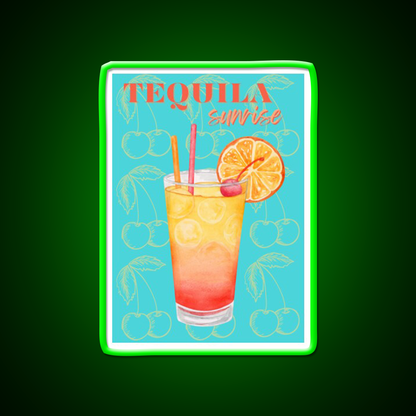 Tequila Sunrise Party Drink Tequila Led Neon Sign Bar Wall Light Rgb Color