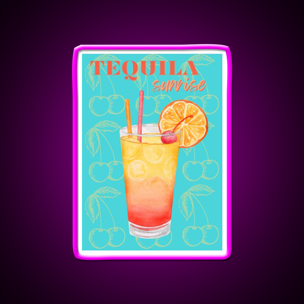 Tequila Sunrise Party Drink Tequila Led Neon Sign Bar Wall Light Rgb Color