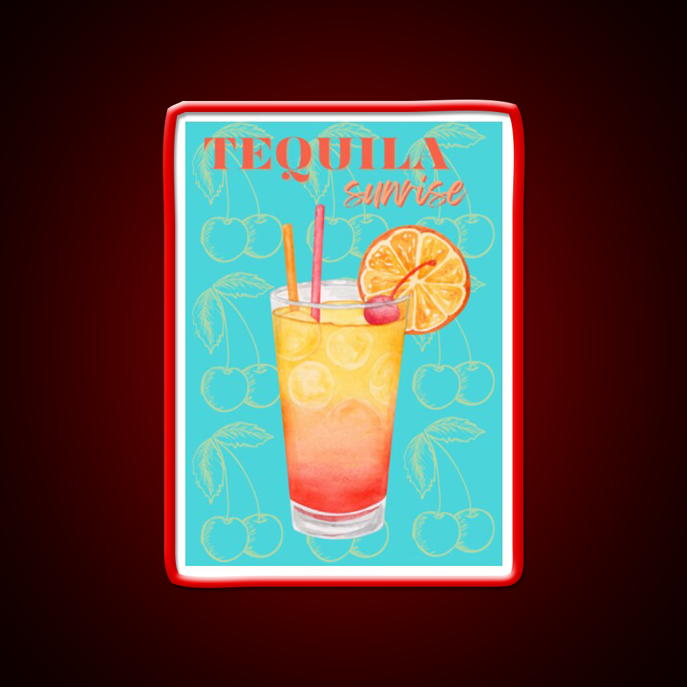 Tequila Sunrise Party Drink Tequila Led Neon Sign Bar Wall Light Rgb Color