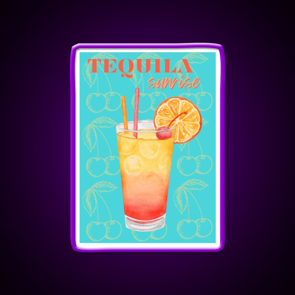 Tequila Sunrise Party Drink Tequila Led Neon Sign Bar Wall Light Rgb Color - Shineneon