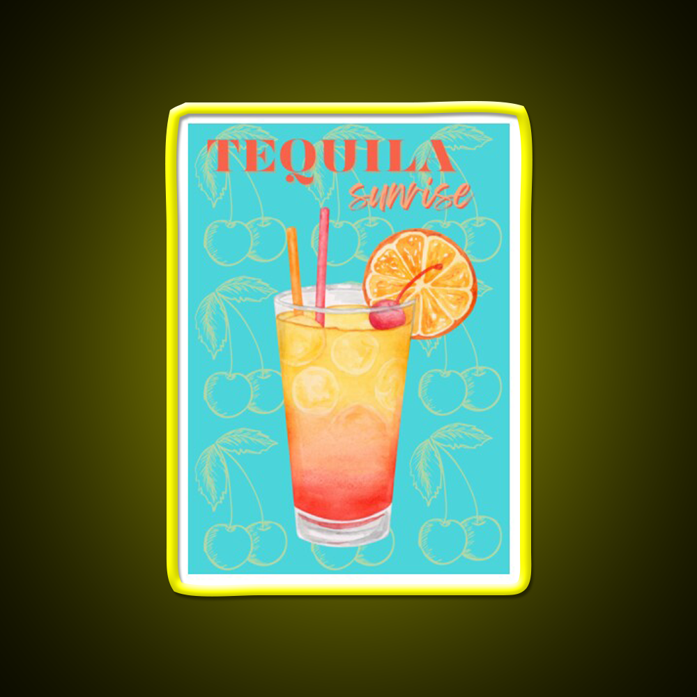 Tequila Sunrise Party Drink Tequila Led Neon Sign Bar Wall Light Rgb Color