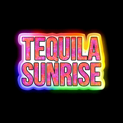 Tequila Sunrise Party Drink Tequila Led Neon Sign Cocktail Neon Sign Rgb Color - LED neon sign close-up detail