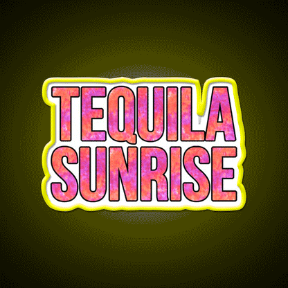 Tequila Sunrise Party Drink Tequila Led Neon Sign Cocktail Neon Sign Rgb Color - Custom LED neon sign front view