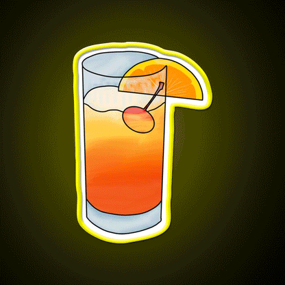 Tequila Sunrise Party Drink Tequila Led Neon Sign Wall Art Rgb Color - Custom LED neon sign front view