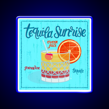Tequila Sunrise Party Drink Tequila Led Neon Sign Wall Light Rgb Color