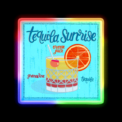 Tequila Sunrise Party Drink Tequila Led Neon Sign Wall Light Rgb Color