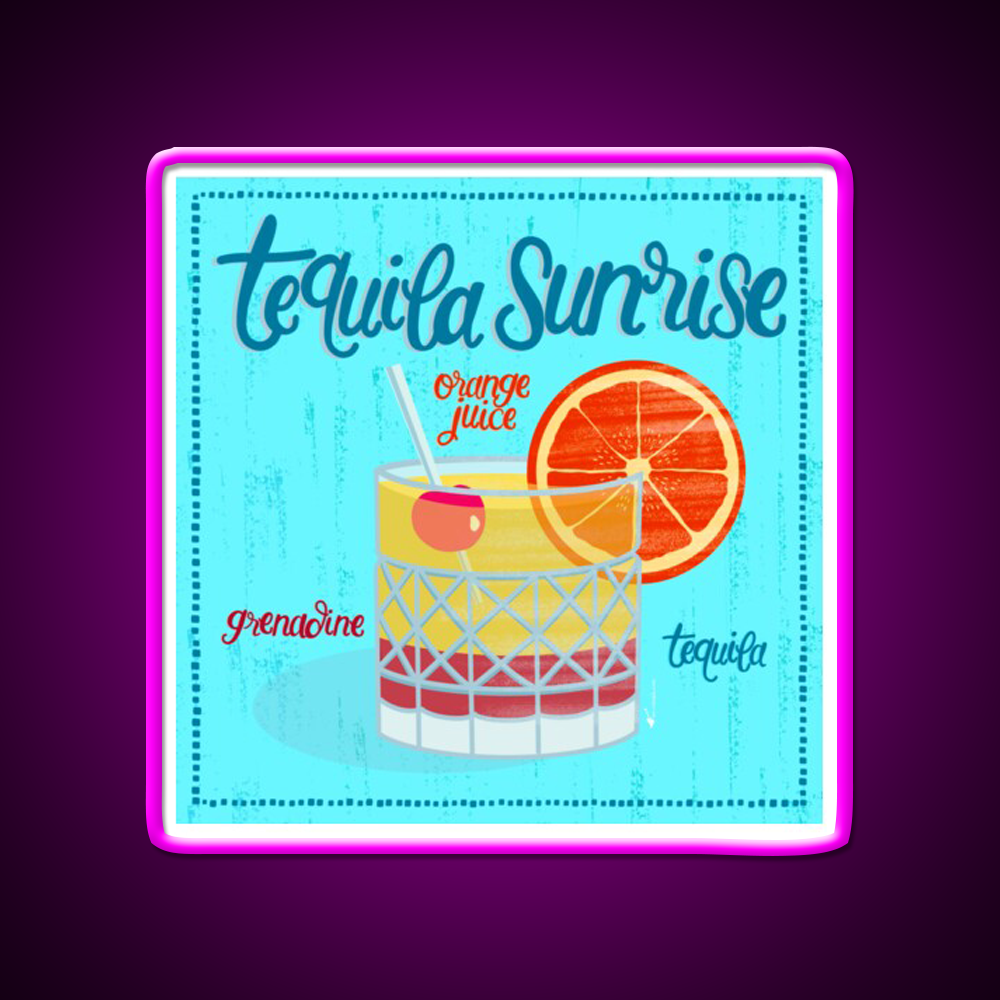 Tequila Sunrise Party Drink Tequila Led Neon Sign Wall Light Rgb Color