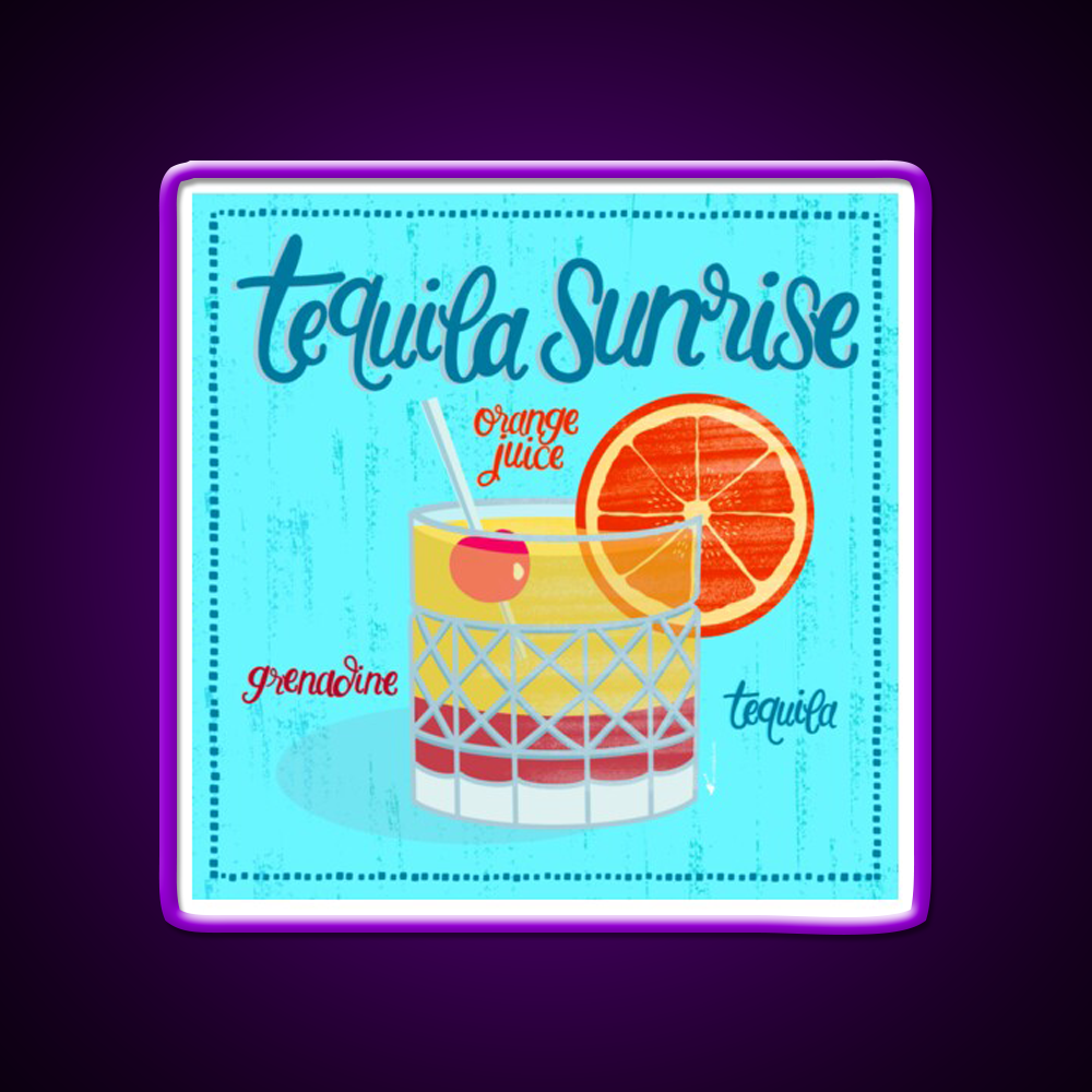 Tequila Sunrise Party Drink Tequila Led Neon Sign Wall Light Rgb Color