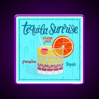 Tequila Sunrise Party Drink Tequila Led Neon Sign Wall Light Rgb Color